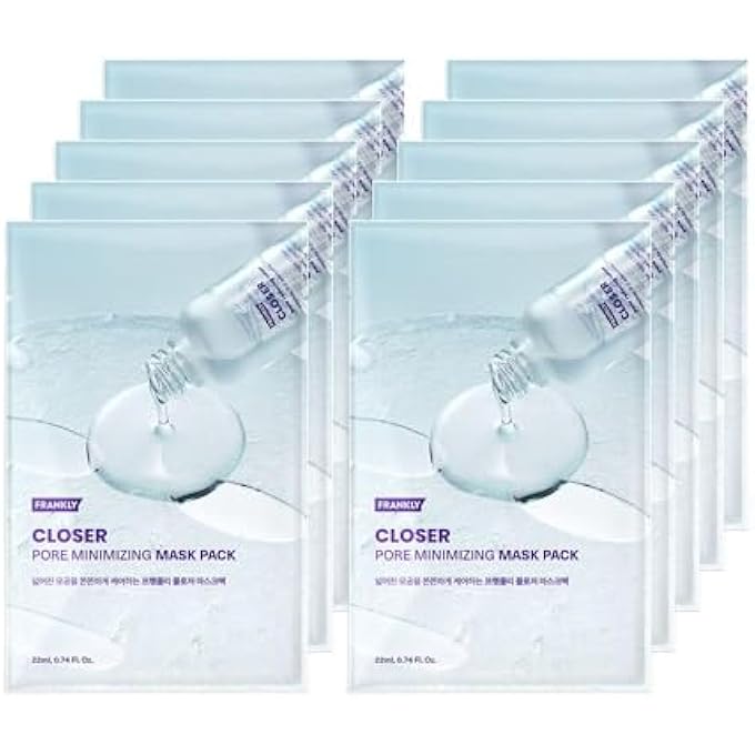 FRANKLY CLOSER PORE MINIMIZING MASK,10 SHEETS  SEMI-GEL FACE MASK FOR PORE CARE & FIRMING | NON-STICKY, LIGHTWEIGHT | KOREAN SKIN CARE WITH COLLAGEN, HYALURONIC ACIDS & PEPTIDES | 0.74 FL OZ*10 EA - Image 1